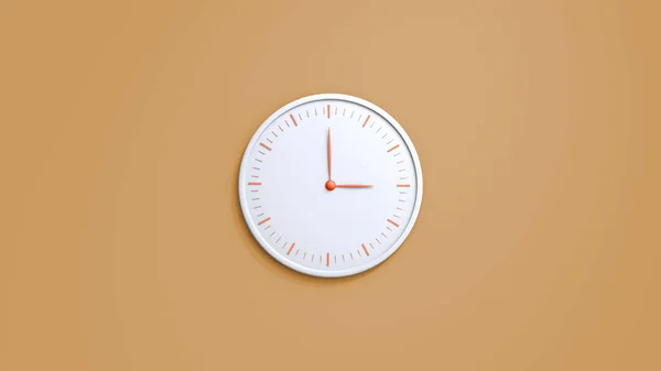Reloj Pared Reloj Pared Blanco Aislado Sobre Fondo Marrón Reloj — Foto de Stock