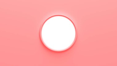 Pembe arka planda beyaz daire ve fotokopi alanı. Soyut pembe arka plan. Pembe renk konsepti. 3d resimleme.