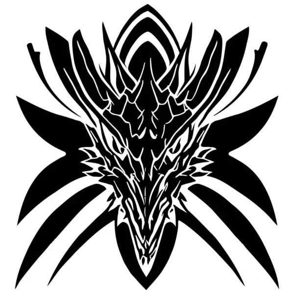 Иллюстрация Татуировки Головы Дракона Изолированном Белом Фоне — стоковое фото