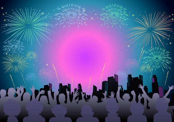 illustration of a fire work on New Year celebration night.  Happy New Year illustration for 2024