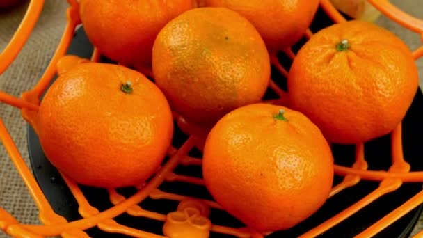 Pile Ripe Tangerine Vitamin Rich Vegetarian Vegan Food Rotate Close — Stock Video