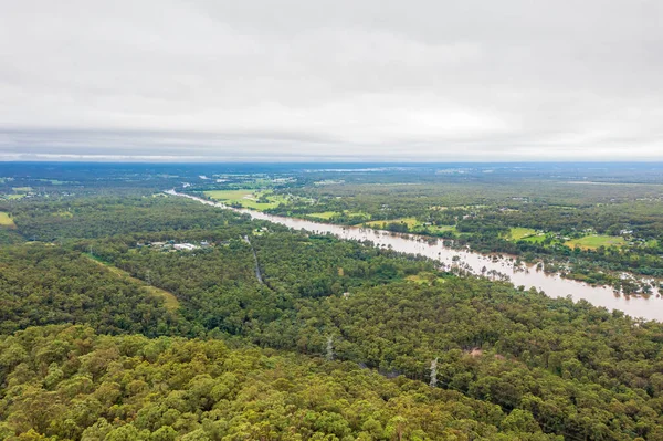 Drone Aerial Photograph Severe Flooding Nepean River Cumberland Plain Blue — стокове фото