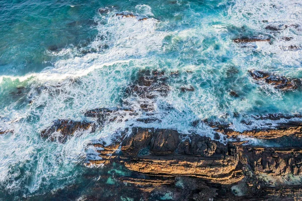 Fotografia Aérea Drones Costa Acidentada Rochosa Baía Fitzmaurice Ilha King — Fotografia de Stock