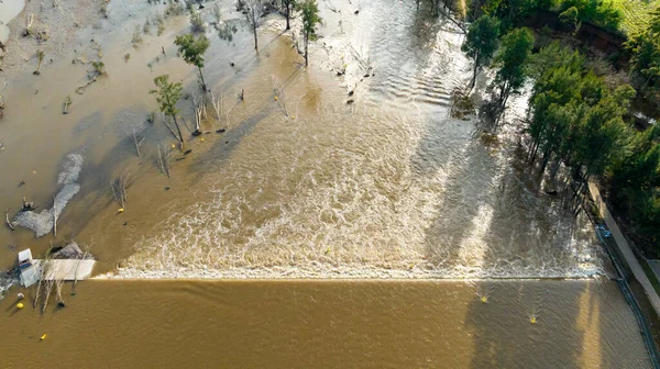 Drone Aerial Photograph Severe Flooding Penrith Weir Nepean River Flood — Stockfoto