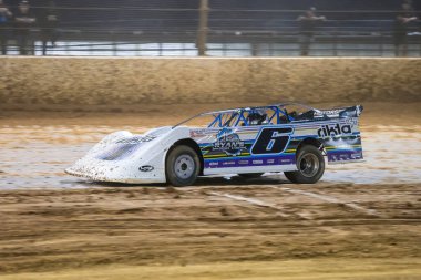 SYDNEY, NEW SOUTH WALES, AUSTRALIA - October 5, 2024: Driver Bruce Mackenzie in the Late Models Series event at the Sydney International Speedway in Eastern Creek, NSW, Australia. clipart