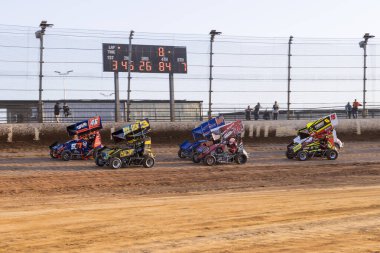 SYDNEY, NEW SOUTH WALES, AUSTRALIA - October 26, 2024: Driver Matt Reed in the Australian Lightning Sprints Series championship at the Sydney International Speedway in Sydney, NSW, Australia. clipart