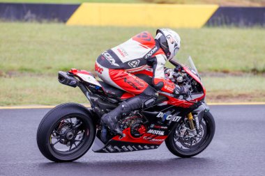 SYDNEY, NEW SOUTH WALES, AUSTRALIA - 29 Mart 2025: Broc Pearson Avustralya 'nın Sidney Motor Parkı' nda Avustralya Superbike Şampiyonası 'nın 2. raundunda Ducati' de.