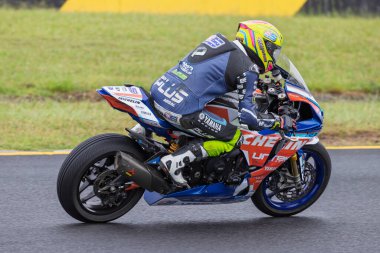 SYDNEY, NEW SOUTH WALES, AUSTRALIA - 29 Mart 2025: Avustralya 'nın Sidney Motor Parkı' nda Avustralya Superbike Şampiyonası 'nın 2. turunda Yamaha' da Ty Lynch.