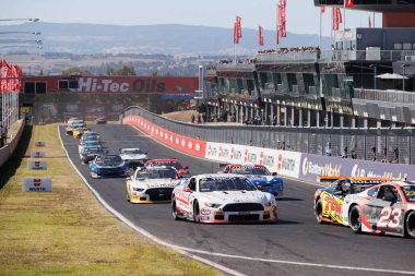 BATHURST, NEW SOUTH WALES, AUSTRALYA - 20 Nisan 2025: Jackson Rice, Bathurst, NSW, Avustralya 'daki Panorama Yarış Pisti' nde Trico National TransAm Serisi 'nin 2. yarışında Ford Mustang' da.