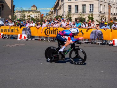 Caen, Fransa, 9 Temmuz 2025 Fransa Turu 2025 GUTIN GUYONNET, GroupamaFDJ United Time Trial Rider