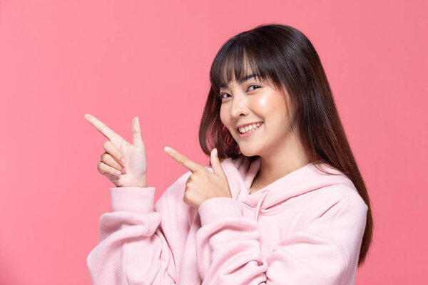 Young Beautiful Asian Woman Smile Clean Fresh Skin Happiness Cheerful Royalty Free Stock Images