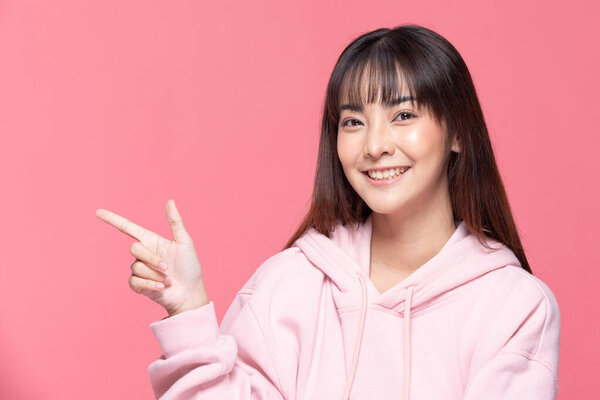 Young Beautiful Asian Woman Smile Clean Fresh Skin Happiness Cheerful Stock Photo