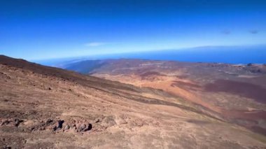 Teide yanardağından Tenerife, İspanya 'daki dağlara ve okyanusa