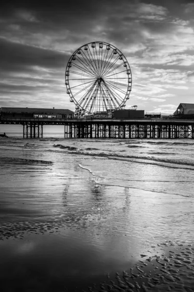 Blackpool Riesenrad Mit Spiegelung — Stockfoto