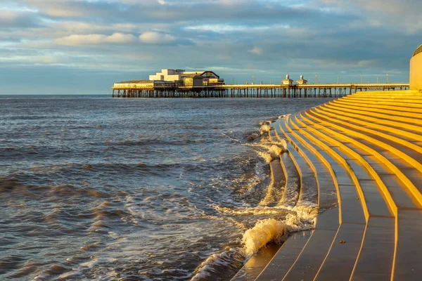Blackpool Północny Zachód Słońca Molo — Zdjęcie stockowe