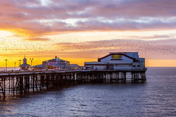 Blackpool North Pier Sonnenuntergang Mit Sternenrauschen Aufwärmen — Stockfoto
