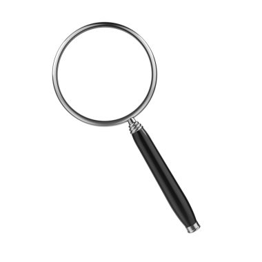 Şeffaf arkaplanda izole edilmiş büyüteç