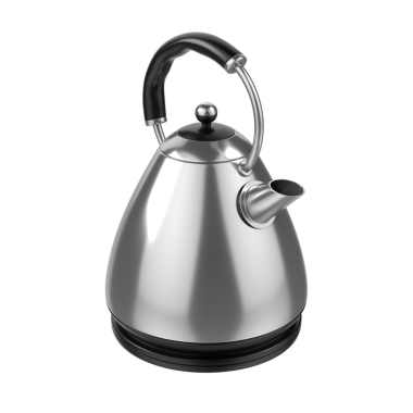 Çelik çaydanlık şeffaf arkaplanda izole edildi