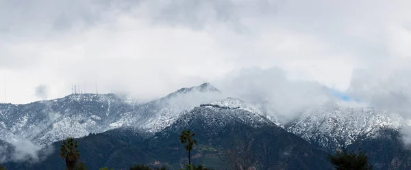 stock image San Gabriel Mountains, looking north toward Mt Wilson, shown after late February snow.