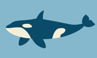 Killer whale in flat style. Beautiful underwater inhabitant.