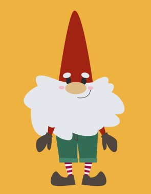 Gnome front view. Cute character in cartoon style.