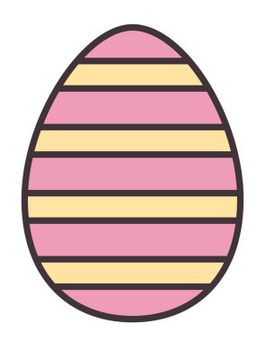 Striped easter egg. Holiday attribute in lineal flat style.