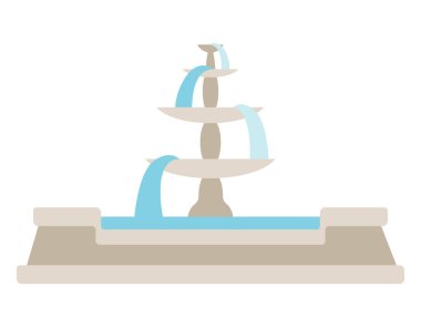 Tiered fountain in flat style. Beautiful architecture object.