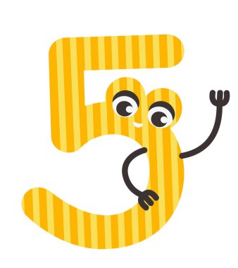 Cartoon figure five. Funny character.