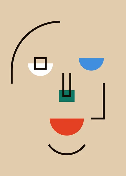 バウハウス様式の抽象的な肖像画 幾何学的形状のポスターデザイン — ストックベクタ