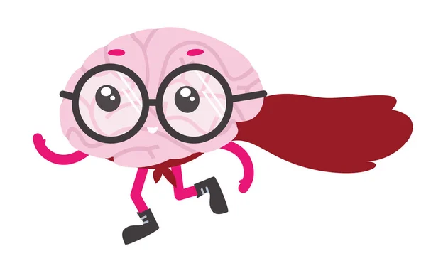 Cérebro Funcionar Com Capa Vermelha Personagem Fictício Dos Desenhos Animados — Vetor de Stock