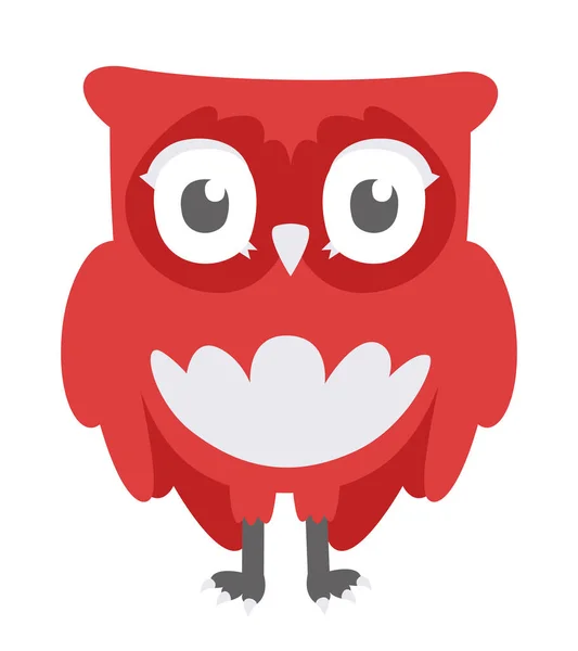 Chouette Rouge Vue Face Oiseau Style Plat — Image vectorielle