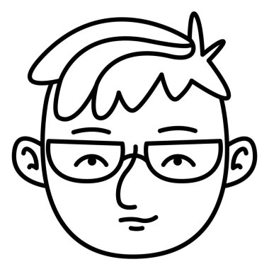 Gözlüklü bir adamın portresi. Erkek baş görünümü.