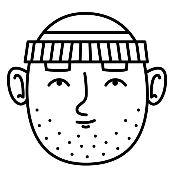 Porträtt Människan Hatt Manligt Huvud Framifrån — Stock vektor
