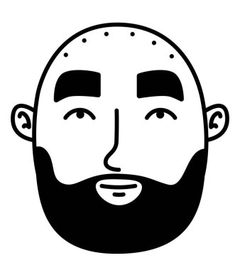 Sakallı bir adamın portresi. Erkek baş görünümü.