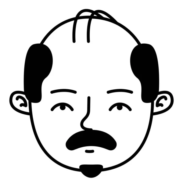 콧수염 턱수염 남자의 초상화 남성의 앞머리 — 스톡 벡터
