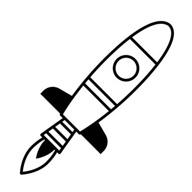 Roket havalandı. Taslak biçimli uzay gemisi.