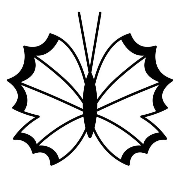 Vue Dessus Papillon Bel Insecte Dans Style Contour — Image vectorielle