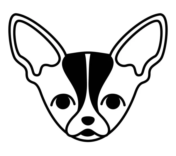 Chef Chihuahua Mignon Animal Compagnie Dans Style Contour — Image vectorielle