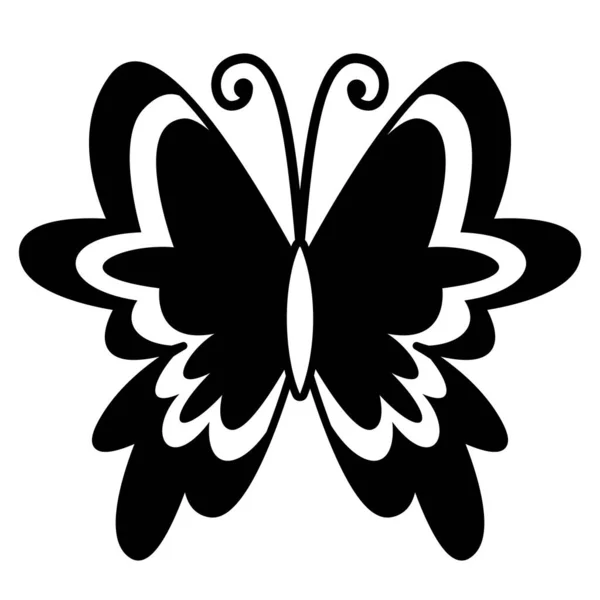 美しい蝶のトップビュー モノクロでの昆虫 — ストックベクタ