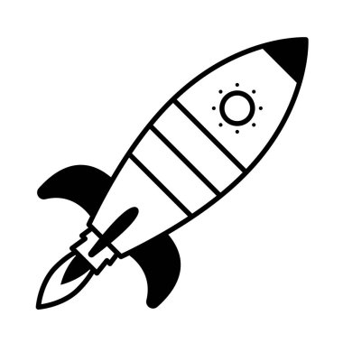 Roket taslak şeklinde. Uzay gemisi kalkıyor..