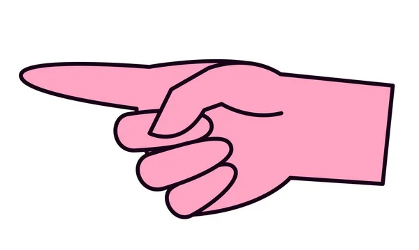 Mão Mostra Dedo Indicador Parte Corpo Estilo Plano Linear — Vetor de Stock