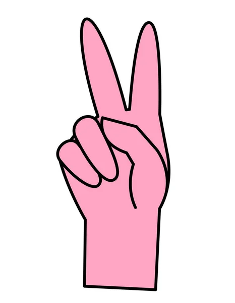 Two Finger Peace Gesture Body Part Lineal Flat Style — Stock Vector