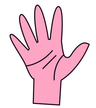 Avuç içi beş parmak açık. Doğrusal düz biçimdeki gövde parçası.