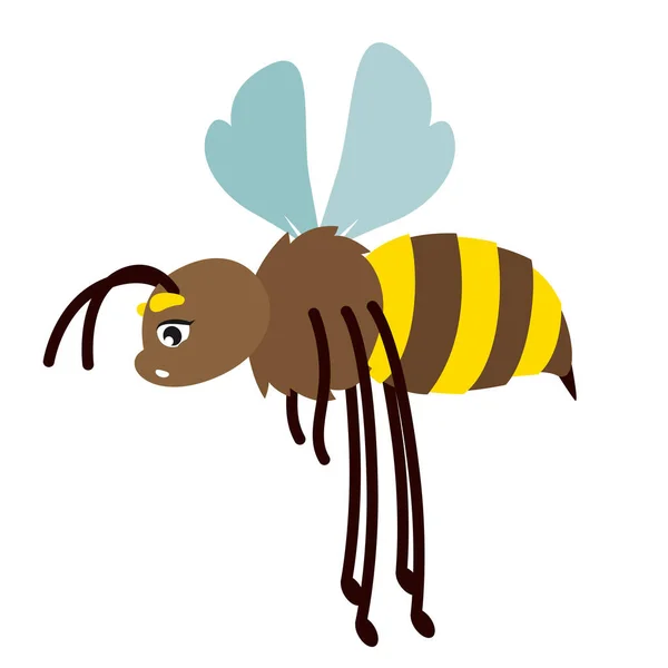 疲れた蜂を飛んでいる 漫画風の昆虫 — ストックベクタ