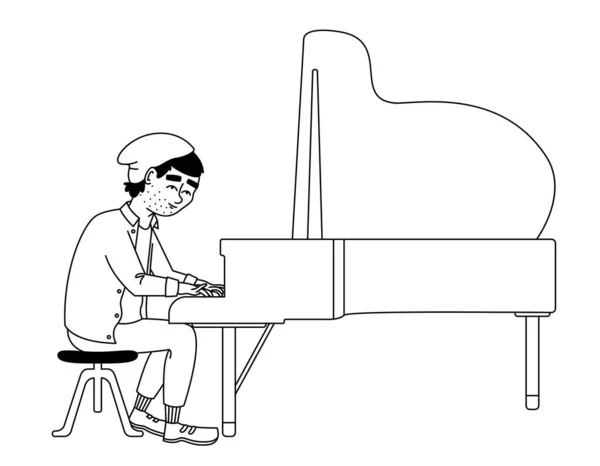 Muž Hrající Piano Jazzový Hudebník Obrysovém Stylu — Stockový vektor
