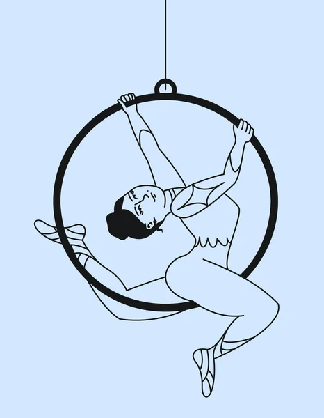 Cirkusová Letecká Gymnastka Ženský Znak Stylu Osnovy — Stockový vektor
