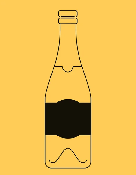 Champagne Bottle Outline Style Alcoholic Beverage Icon — Stock Vector