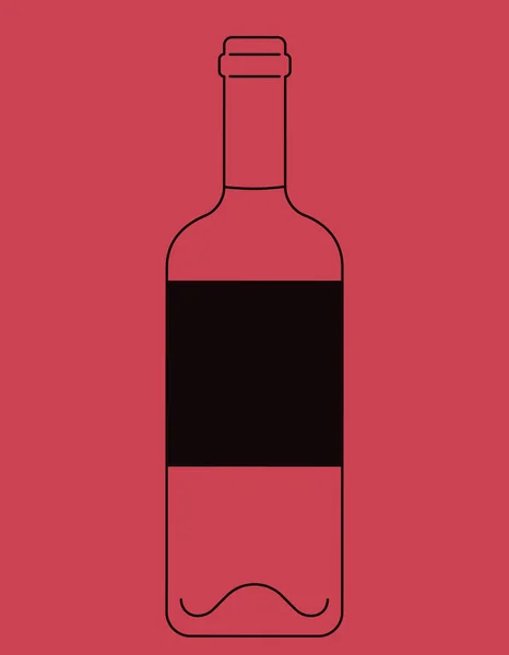 Weinflasche Umrissstil Symbol Für Alkoholische Getränke — Stockvektor