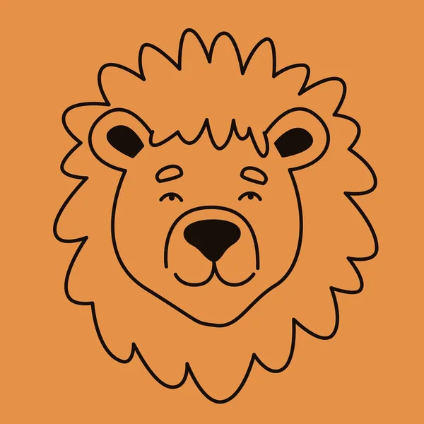 Львиное Лицо Стиле Каракулей Красивое Хищное Животное — стоковый вектор