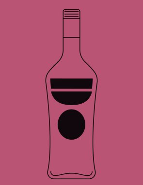 Ana hatlarıyla martini şişesi. Alkolik içecek simgesi.